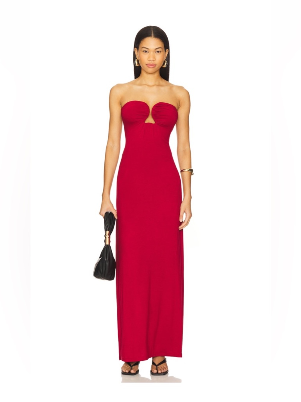 Amanda Uprichard Saladana Maxi Dress Red XS S Strapless Cutout NWOT